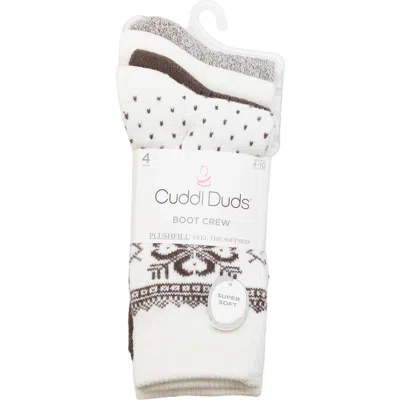 Cuddl Duds 4-pack Bootcut Crew Socks In White