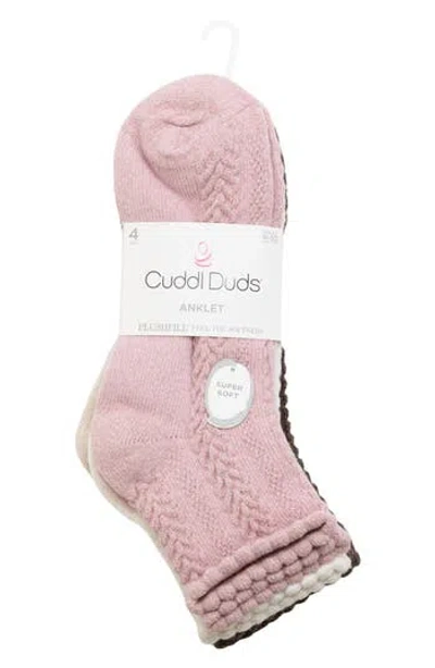 Cuddl Duds Assorted 4-pack Anklet Socks In Pink