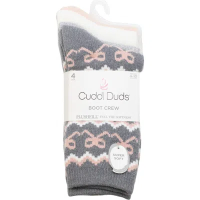 Cuddl Duds Assorted 4-pack Boot Crew Socks In Gray