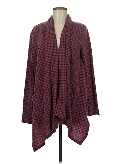 Pre-owned Cuddl Duds Cardigan Sweater In Burgundy