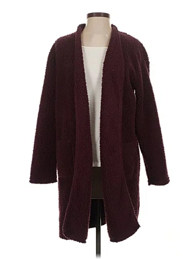 Pre-owned Cuddl Duds Cardigan Sweater In Burgundy