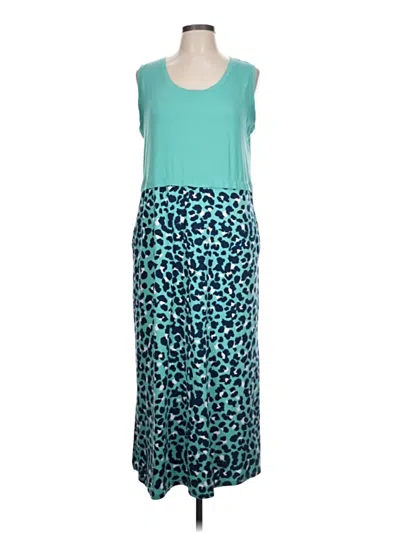 Pre-owned Cuddl Duds Casual Dress In Teal