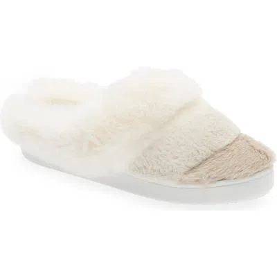 Cuddl Duds Colorblocked Faux Fur Scuff Slipper In Ivory
