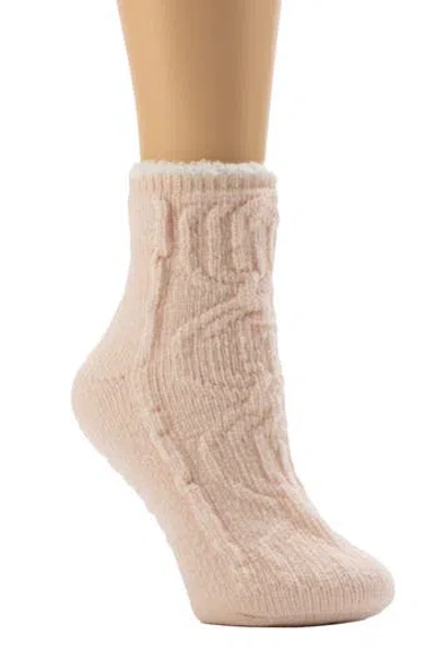 Cuddl Duds Cozy Chenille Lined Crew Socks In Pink