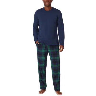 Cuddl Duds Cozy Lodge Mens Plaid 2pc Pajama Sets In Blue