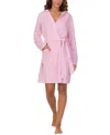 Cuddl Duds Cuddl Dud Women's Short Long-sleeve Hooded Wrap Robe In Pink