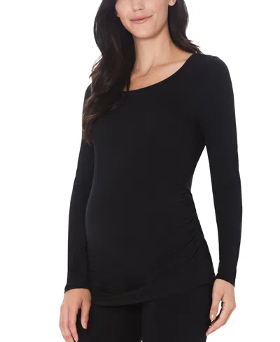 Cuddl Duds Cuddle Duds Women's Softwear Long-sleeve Maternity Top In Black