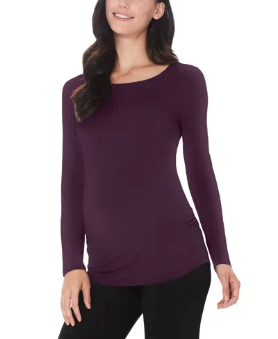 Cuddl Duds Cuddle Duds Women's Softwear Long-sleeve Maternity Top In Deep Purple