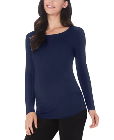 Cuddl Duds Cuddle Duds Women's Softwear Long-sleeve Maternity Top In Navy