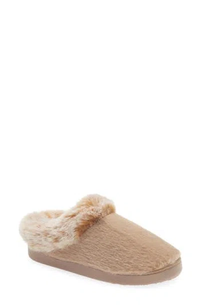 Cuddl Duds Faux Fur Collar Scuff Slipper In Neutral