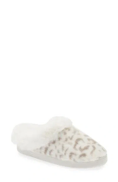 Cuddl Duds Faux Fur Collar Scuff Slipper In Animal Print
