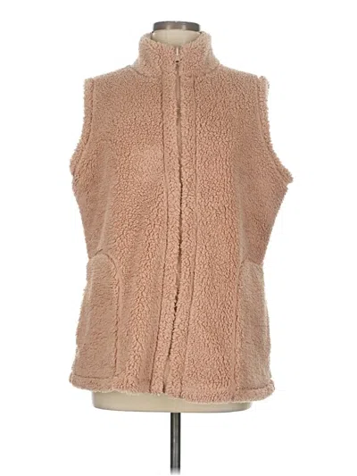 Pre-owned Cuddl Duds Faux Fur Vest In Brown