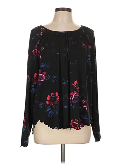 Pre-owned Cuddl Duds Long Sleeve Blouse In Black