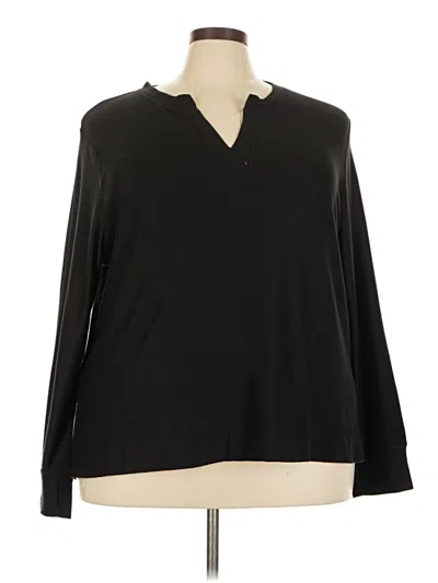 Pre-owned Cuddl Duds Long Sleeve Blouse In Black