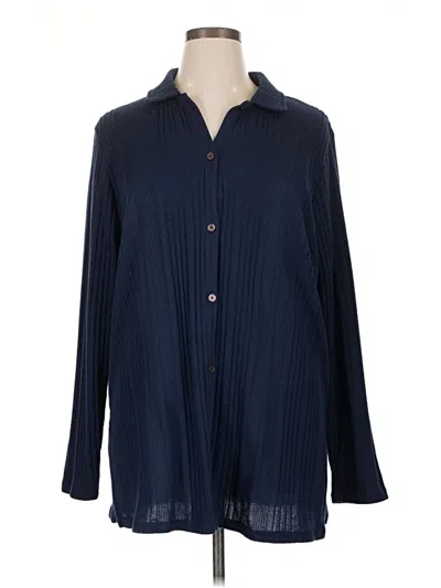 Pre-owned Cuddl Duds Long Sleeve Blouse In Blue
