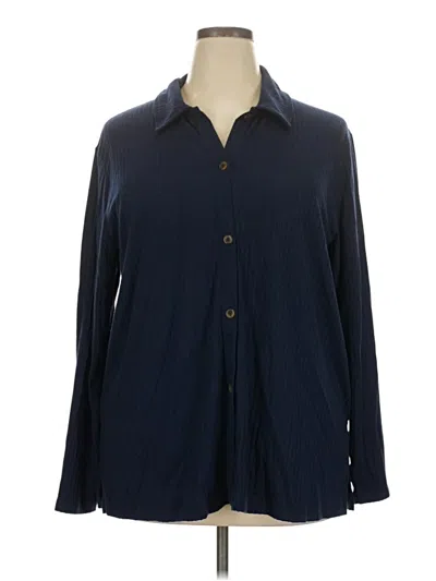 Pre-owned Cuddl Duds Long Sleeve Blouse In Blue