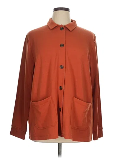 Pre-owned Cuddl Duds Long Sleeve Blouse In Orange