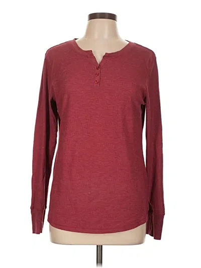 Pre-owned Cuddl Duds Long Sleeve Henley Shirt In Burgundy