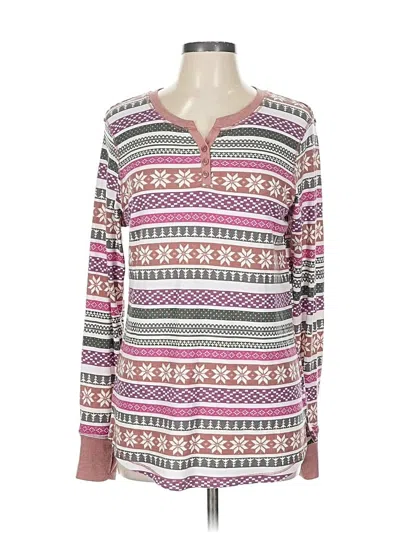 Pre-owned Cuddl Duds Long Sleeve Henley Shirt In Pink