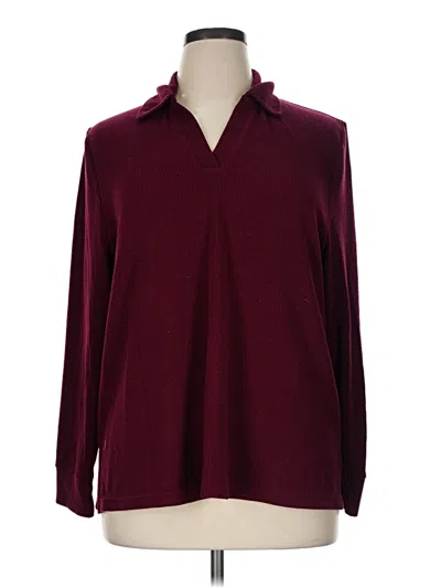 Pre-owned Cuddl Duds Long Sleeve Polo Shirt In Burgundy