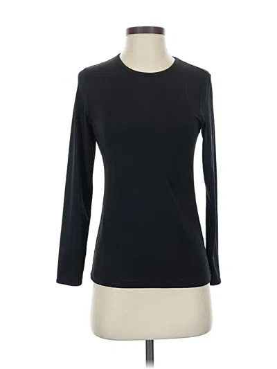 Pre-owned Cuddl Duds Long Sleeve Top Black Crew Neck Tops