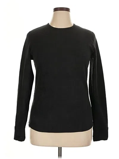 Pre-owned Cuddl Duds Long Sleeve Top Black Crew Neck Tops
