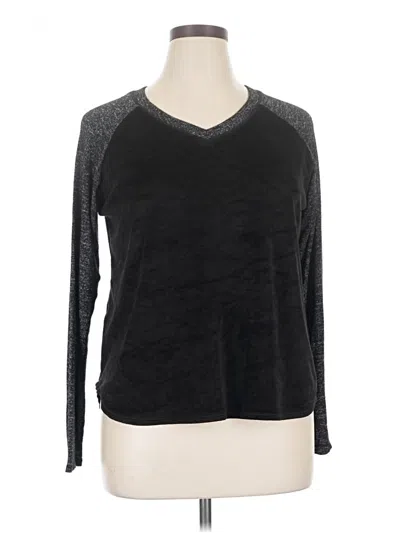 Pre-owned Cuddl Duds Long Sleeve Top Black V-neck Tops