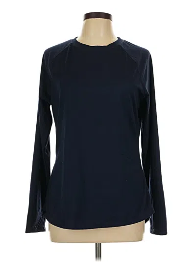 Pre-owned Cuddl Duds Long Sleeve Top Blue Crew Neck Tops