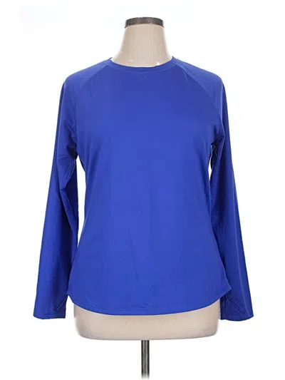 Pre-owned Cuddl Duds Long Sleeve Top Blue Crew Neck Tops