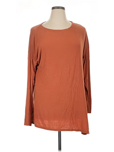 Pre-owned Cuddl Duds Long Sleeve Top Brown Boatneck Tops