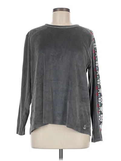 Pre-owned Cuddl Duds Long Sleeve Top Gray Crew Neck Tops