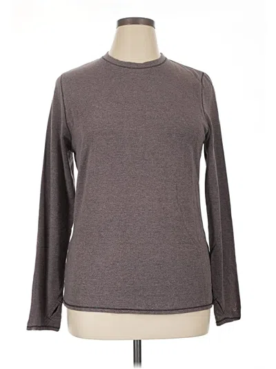 Pre-owned Cuddl Duds Long Sleeve Top Gray Crew Neck Tops