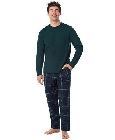 Cuddl Duds Men's Cozy Lodge Long-sleeve Crewneck Plaid Top And Pajama Pants, 2-piece Set In Multi