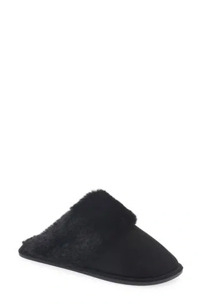 Cuddl Duds Microsuede Faux Fur Slipper In Black