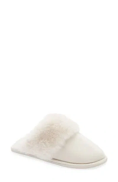 Cuddl Duds Microsuede Faux Fur Slipper In White Cap Grey