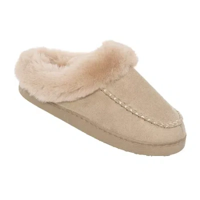Cuddl Duds Microsuede With Moc Toe Womens Clog Slippers In Brown