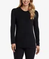 Cuddl Duds Petite Climatesmart Crewneck Top In Black