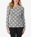 Cuddl Duds Petite Crew Neck Top In Gray