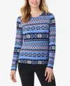 Cuddl Duds Petite Crew Neck Top In Multi