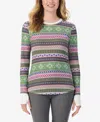 Cuddl Duds Petite Long Sleeve Top In Gray