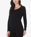 Cuddl Duds Maternity Ballet Neck Long Sleeve Top In Black