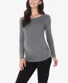 Cuddl Duds Petite Maternity Ballet Neck Long Sleeve Top In Gray