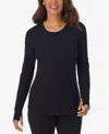 Cuddl Duds Petite Scoop Neck Long Sleeve Top In Black