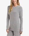 Cuddl Duds Petite Soft Knit Crewneck Top In Gray