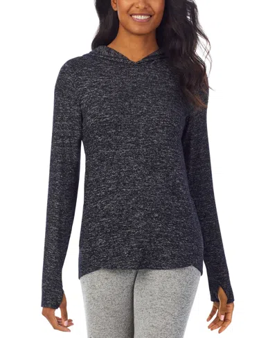 Cuddl Duds Petite Softknit Long-sleeve Tunic Hoodie In Grey Heather