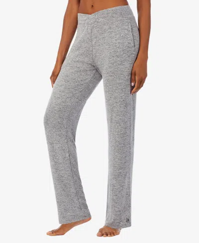 Cuddl Duds Petite Softknit Mid Rise Lounge Pants In Gray