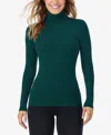 Cuddl Duds Petite Turtleneck Long Sleeve Top In Green