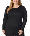 Cuddl Duds Plus Size Softwear With Stretch Long-sleeve Top In Black