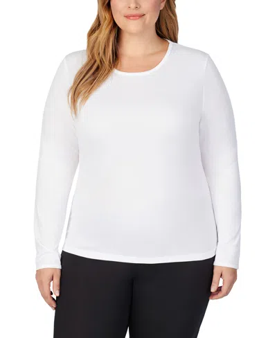Cuddl Duds Plus Size Climatesmart Long-sleeve Crewneck Top In White
