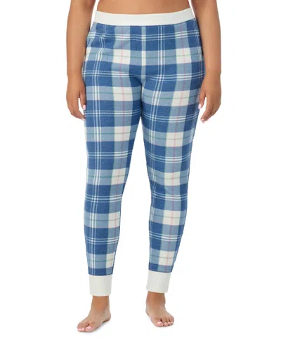 Cuddl Duds Plus Size Cozy Stretch Thermal Leggings In Blue Plaid